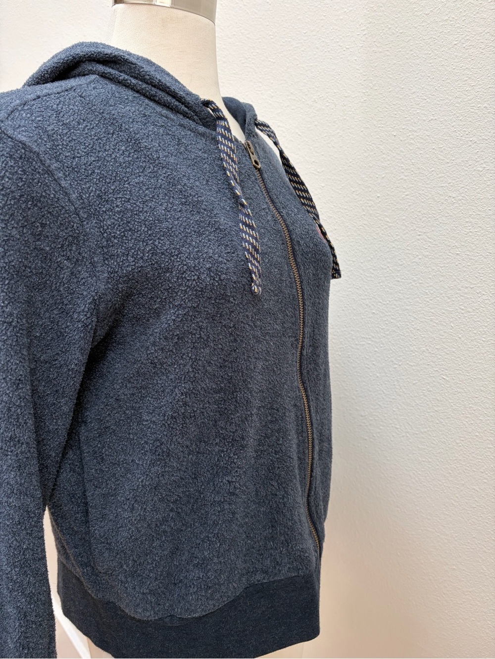 Faherty Zip Up Hoodie Terry Hooded Reverse Beach Jacket Navy Blue Size Medium - Picture 9 of 15